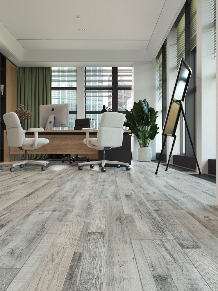 Кварцвиниловый SPC ламинат Cronafloor Wood Дуб Марсель ZH-81132-6 1200×180×4 фото в интерьере